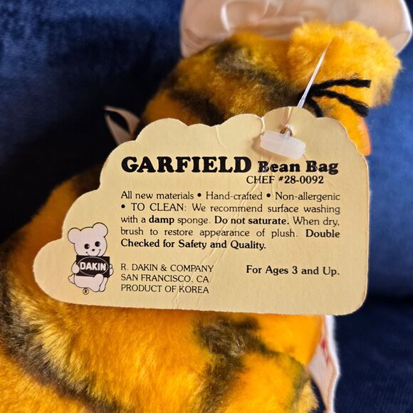 NWT Vtg 80's Dakin Garfield Lasagna Chef 7" Bean Bag Plush - Picture 6 of 8